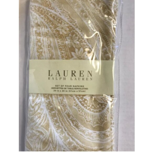 **Ralph Lauren** (4) Napkins 20inchX20inch Veranda Paisley/Yellow - Picture 1 of 3